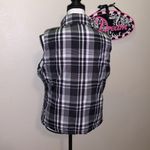 Reversible white & black plaid zip up puffer vest Photo 6