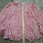 Lucky Brand  Size Medium M Sheer Pink Floral Flower Blouse Top Summer Photo 3