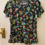 Butter Soft Holiday Pattern Scrub Top Photo 0