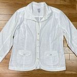 Chico's Pin Tuck Pleated Jacket Womens Size 0 XS White Long Sleeve Summer Casual Photo 0