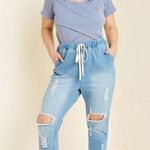 Hayden  Los Angeles Distressed Drawstring Denim Jeans Light Wash Denim size 3X Photo 0