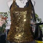 Material Girl  2000s style glamorous rockstar gf gold sequin tank Photo 0