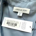 Amour Vert Joyce Satin Belted Shirt Dress in Horizon Light Blue Photo 11