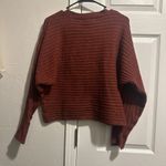Pink Rose Brown Crew Neck Sweater with Ribbed Texture Photo 6