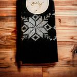 Black and Snow Flake Over the Knee Socks OSFM Black Photo 2