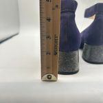 Nine West Heels Womens 6 Purple Suede Leather Glitter Block Heel Photo 7