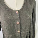 Vintage Modern Romance Dark Green Button Front Tunic Dress Rayon Flax USA Made‎ Brown Size M Photo 4