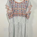 Savanna Jane Bohemian Embroidered Flutter Sleeve Romper Plus Size 2X Summer White Photo 0
