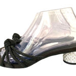 ZARA  Kitten Rhinestone Heel Black Strappy Knot Sandals 7.5 Wedding Cruise Resort Photo 0