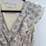 Storia  boho short sleeve floral beige ruffle smocked preppy midi dress sz medium Photo 4