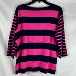 Ralph Lauren Lauren Pink Navy Stripe 3/4 Sleeve Top 2X Photo 2