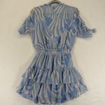 MISA Los Angeles Becca Dress Short Sleeve Blue Beige Zebra Print S READ Photo 9