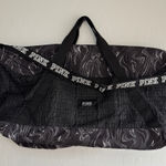 PINK - Victoria's Secret Victoria Secret PINK Oversized Duffle Bag Weekender Tote Black Marble Quilted Lg Photo 0