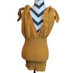 Free People Beach Golden Hour Ribbed Mini Dress Mustard Yellow L Photo 4