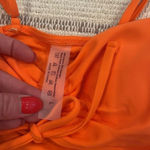 Haloon Womens Ruched Spaghetti Strap Cutout High Leg One Piece Swimsuit Swimwear Orange Size L Photo 8