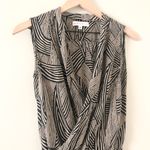 Amanda Uprichard Silk Top Aline Dress in Black and Tan Abstract Print - P/XS Photo 1