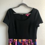 Betsey Johnson Dress Black & Floral Scuba Material Scoop Neck Sz 12 GUC Photo 3