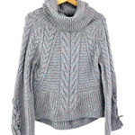 EXPRESS SMALL Gray Pastel Fairy Kai Wool Blend Knit Cowl Neck Sweater Photo 0