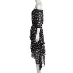 Maje Floral Off Shoulder Hi Low Black White Asymmetrical Midi Dress US M l FR 38 Photo 6