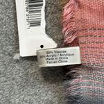 Multicolor Square Wrap Scarf Shawl 54" x 54" Viscose/Acrylic Raw Fringe Hem Pink Photo 2