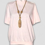 Vintage 90s Oversized Light Pink Blouse Mock Neck Medium Photo 0