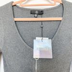 Missguided NWT  Ribbed Long Sleeve Scoop Neck Thong‎ Bodysuit Gray Size 8 Photo 4