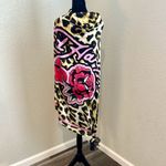 Ed Hardy  Leopard Print Scarf with Pink Rose Design Photo 2