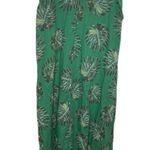 Cristina Vergani Linen Palm Print Maxi Dress Size XL Green Tie Shoulder EUC Photo 3