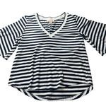 Nordstrom & Layered Navy & White Striped V Neck Tee Shirt XS Preppy Summer Style Photo 5