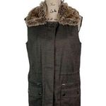 J.Jill Women Vest with Fur Trim Collar Sz. Lrg Brown EUC Winter layering piece Photo 0