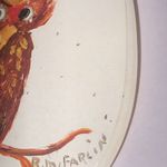 Hand Painted Vintage McFarlin Owl Brooch Brown Photo 5