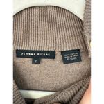 Jeanne pierre A5  Women's Mock Neck Cotton Sweater Beige‎ Brown Button Detail Photo 2