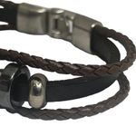 Steeltime ☠︎︎ Skull Crossbones Braid Multi Wrap Leather ☠︎︎ Black Brown ☠︎︎ Photo 9