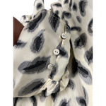 Saloni Silk Jacquard Metallic Feather Button Front Puff Sleeve Blouse Size 10 Black Photo 5