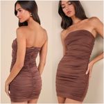 Lulus LULU’S Exemplary Charm Brown Strapless Ruched Bodycon Mini Dress Photo 5