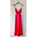 ZARA  Satin Effect Hot Pink Cutout Midi Dress Photo 4