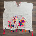 Lovestitch  Granada Caftan Women's One Size White Floral Embroidered‎ 100% Cotton Photo 0