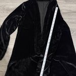 90s Black Velvet Duster Goth Cardigan Waterfall Sheer Hem Open Front Women S Photo 15