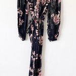 Anthropologie Harlyn Audria Jacquard Jumpsuit in Black Floral Photo 5