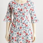 Loft  Dress Womens‎ 10 White Pink Blue Floral Office Boho Bohemian Peasant Preppy Photo 0