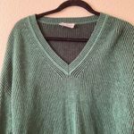 FOR THE REPUBLIC  Women's Forest Green V Neck Ribbed Sweater L Large Photo 3