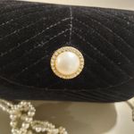 Black Velour Columbine Faux Pearl Rhinestone Vintage Purse Bag Crossbody Photo 4