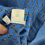 Ann Taylor Silk Top Womens Small Blue Chain Print Parisian Office Quiet Luxury Photo 5