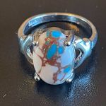 Mixed 3 color gemstone S925 silver ring size 7.5 Photo 0