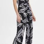 DKNY  black white and purple print wide leg belted jumpsuit size 12 Photo 1