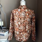 SOUTHERN LADY Rust & Brown Ikat Print Quilted Jacket Size 10 Photo 4