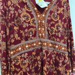 London Style Collection Floral Print Dress V-Neck Long Sleeve Casual Red Size 16 Photo 5