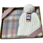 Vince Camuto  Scarf And Hat Ivory Pom‎ Beanie Pink Blue Soft Scarf Nwt Photo 0