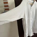 Natural Life  | Oversized  White Gauze Raw Hem Shirt Swim Cover Up | XL Photo 1