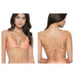 PilyQ NEW  Bikini Citrine Halter Top And Striped Orange Ruched Bottom Size S Photo 15